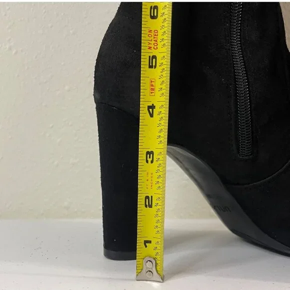 Unisa Black Faux Suede Over-The-Knee Boots With Side Zipper & Drawstring - Picture 12 of 12